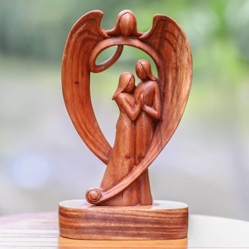 Novica Handmade Angelic Presence Wood Sculpture