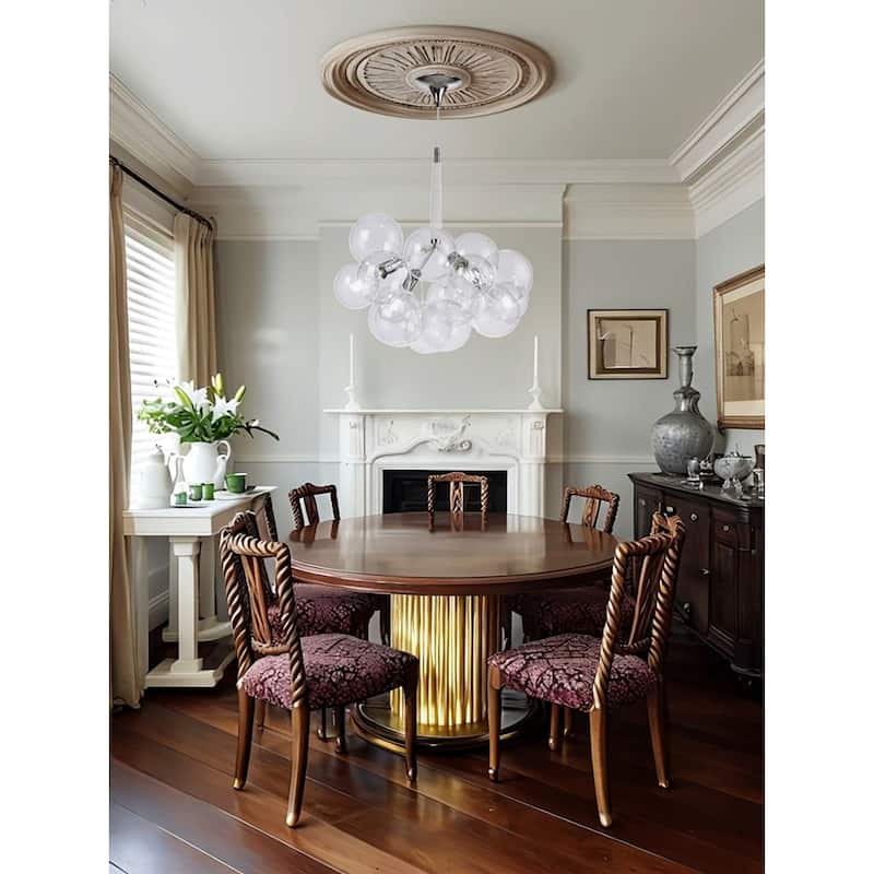4-Light Cluster Chandelier 20pcs Glass Globe Bubbles Lamp