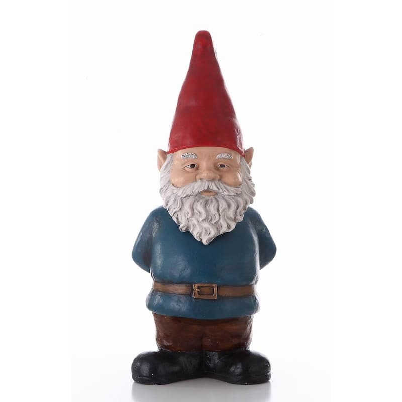 Bobblehead Gnome with Hands Behind Outdoor Garden Statue - 34"