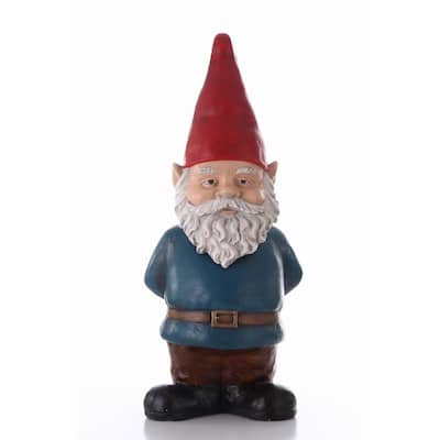Bobblehead Gnome with Hands Behind Outdoor Garden Statue - 34"