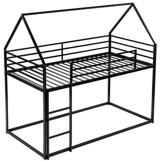 Twin over Twin House Bunk Bed with Ladder,Industrial House Design