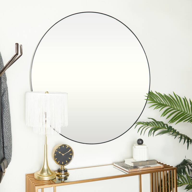 Multiple Frame Finishes / Sizes Modern Contemporary Round Wall Mirrors - 42 x 42 - Black - X-Large