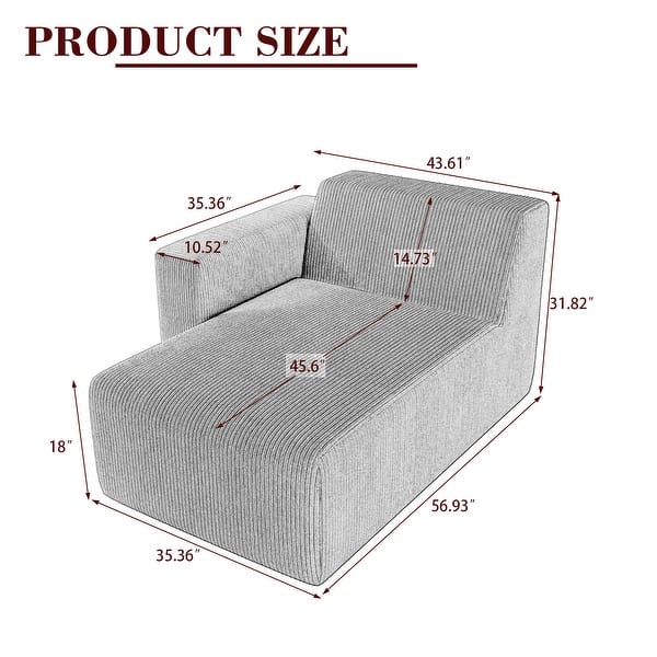 dimension image slide 3 of 4, Modern No Assembly Required Sectional Chaise Lounge Side Sofa