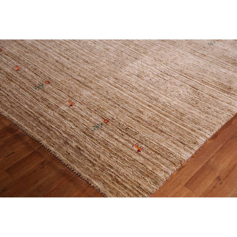 Hand Knotted Oriental 100% Wool Carpet Tribal Tribal Brown Gabbeh Area Rug - 9' 5'' X 8' 1''