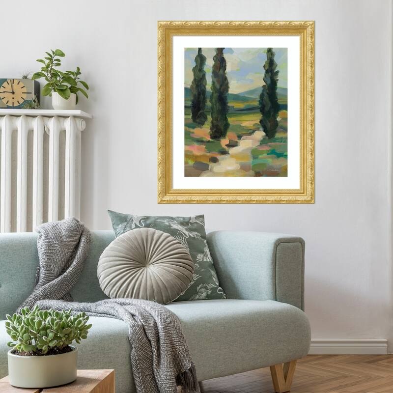 Path in Tuscany by Silvia Vassileva Wood Framed Wall Art Print - Versailles Gold