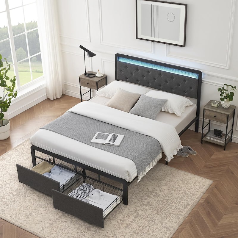 Bed Frame with 2 Storage Drawers