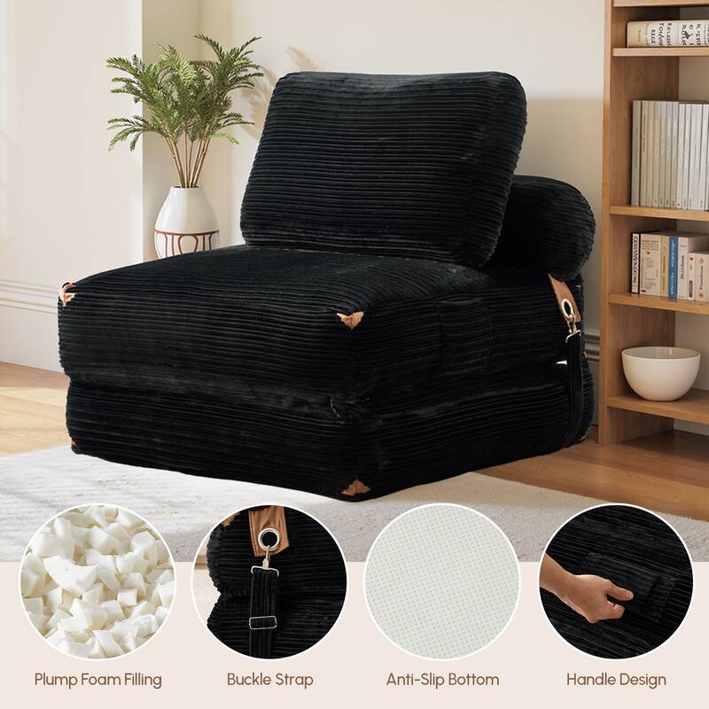 XIZZI Convertible Corduroy Floor Chair Folding Sofa Bed