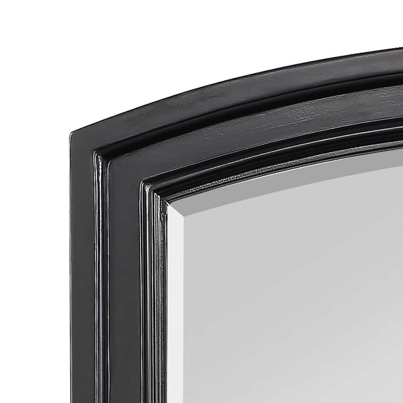 Wooden Mirror with Raised Edges and Curved Top, Black