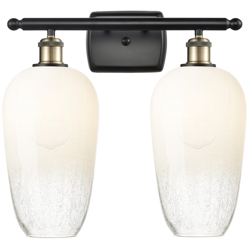 Innovations Lighting 516-2W-16-17 Brookhaven Flute Vanity Brookhaven - Black Antique Brass / Opal
