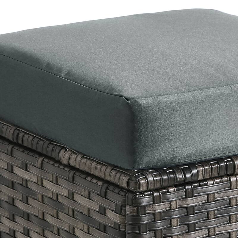 Outdoor Wicker Square Storage Ottoman with Plush Cushion