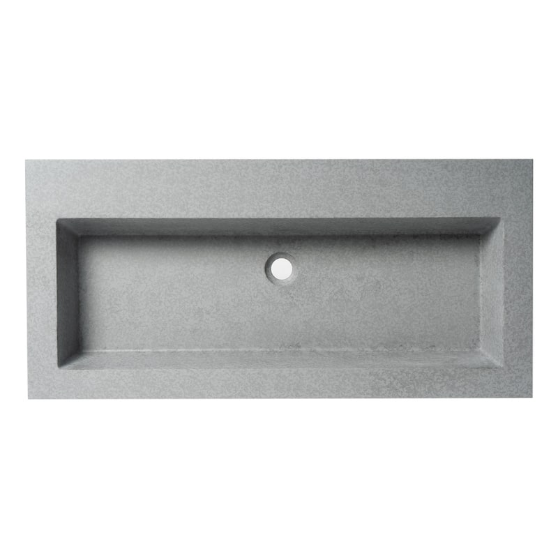 ALFI brand 40" Solid Concrete Gray Matte Trough Sink for the Bathroom
