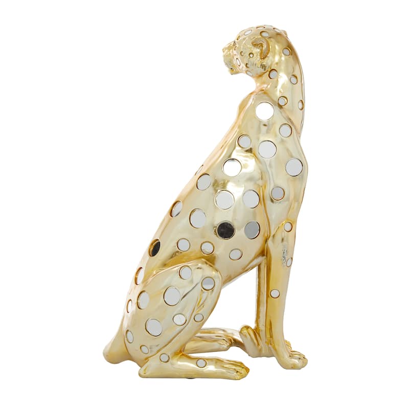Polystone Glam Sculpture Leopard 16 x 7 x 9 - 7 x 9 x 16