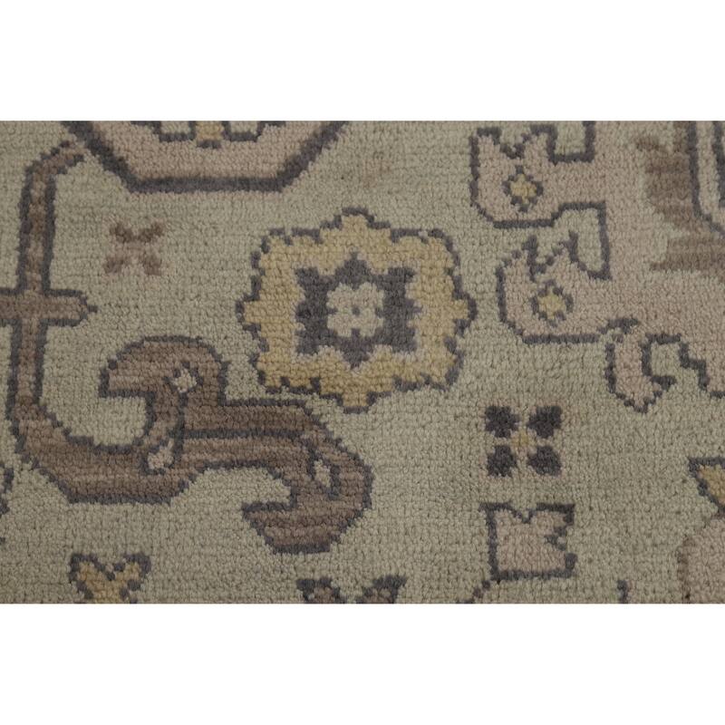 Green Floral Oushak Indian Area Rug Hand-Knotted Wool Carpet - 9'0" x 12'2"