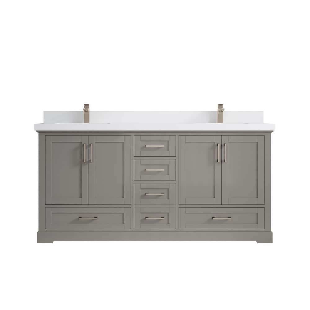 Willow Collection 72 in W x 22 in D x 36 in H Boston Double Bowl Sink Bathroom Vanity with Countertop