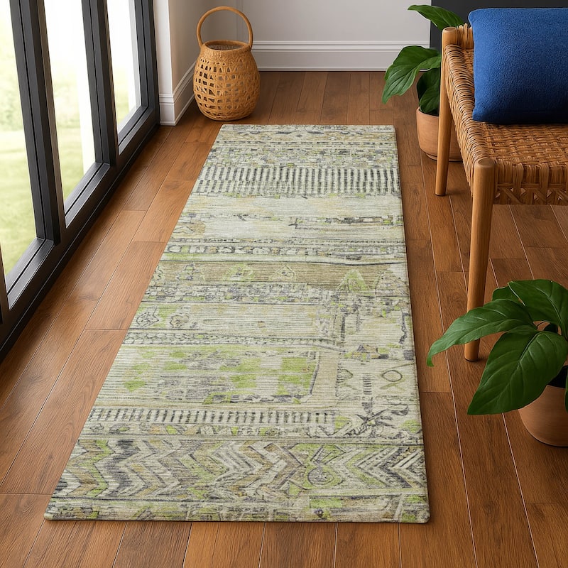 Premium Washable Super Soft Modern Global Mayfield Rug - 2'3" x 7'6" - Beige