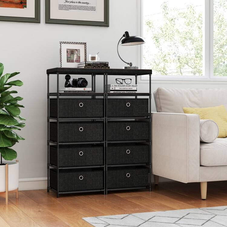 Storage Cabinet with Drawers, MDF and Metal Frame Anti-Tipping Kits and Versatile Use
