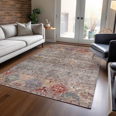 Machine Washable Indoor/ Outdoor Boho Moroccan Chantille Rug