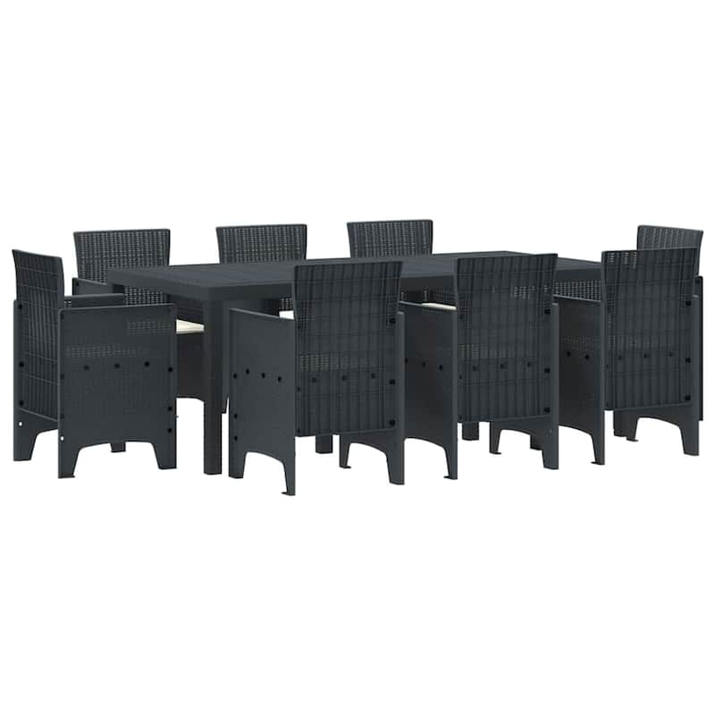 vidaXL Garden Dining Set 7/9 pcs Anthracite/Brown Polt rattan - 200 x 100 x 73 cm