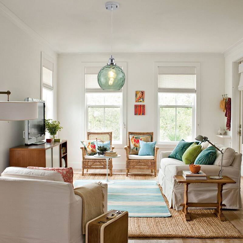 1-Light Metal Hanging Pendant Light with Glass Shade for Kitchen Island