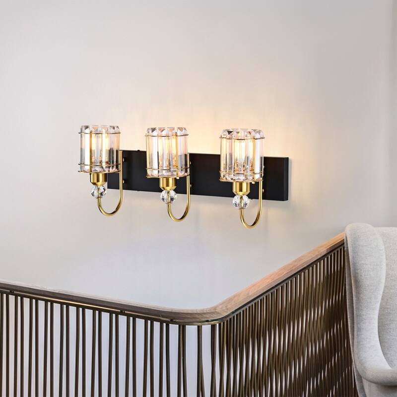 Gambit 8 Inch Glam Modern Style Brass Finish Wall Sconces with 3-Light