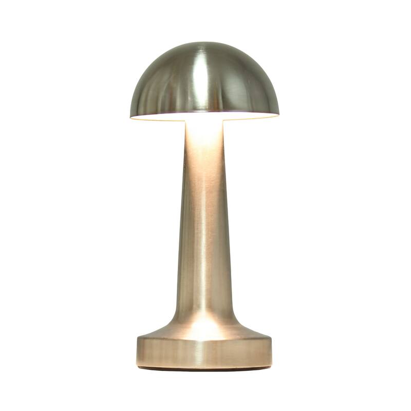 8.88" Touch-Control Mushroom LED Lamp Cordless Rechargeable Table Light with Adjustable Brightness - 4”L x 4”W x 8.88”H