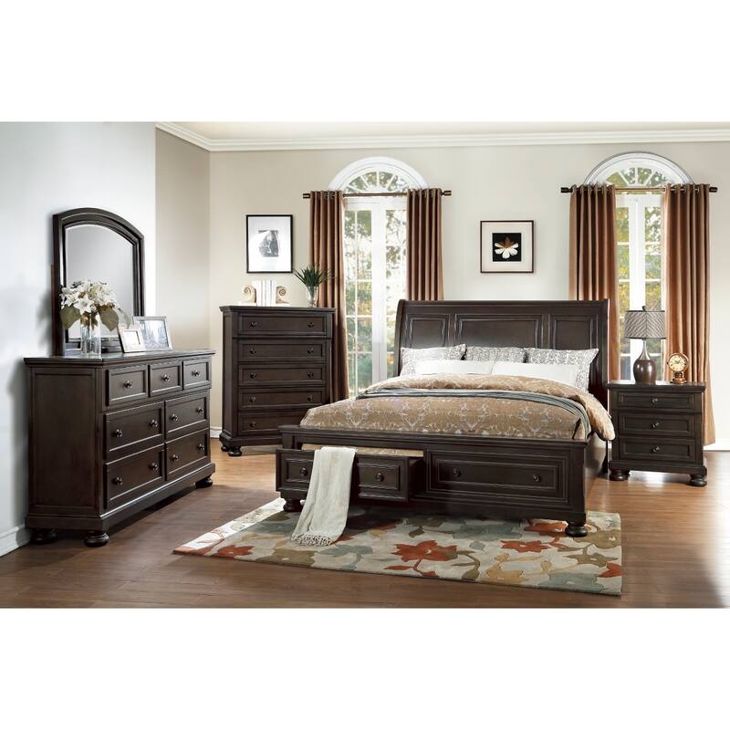 Brandie Grayish Brown Sleigh Storage Platform Bed
