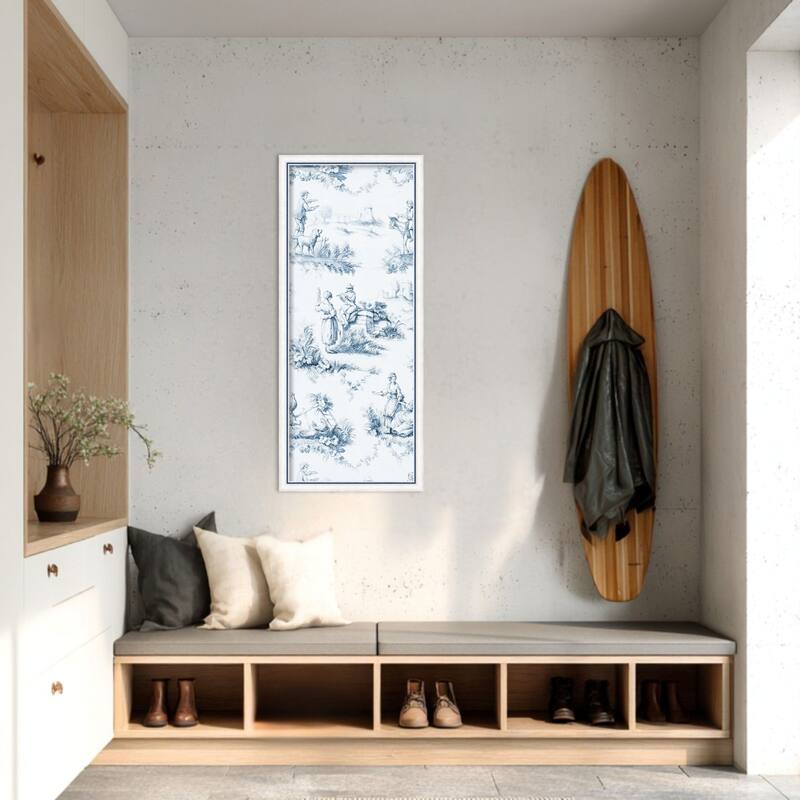 Amanti Art Framed Fabric Pinboard Toile Design in Blue by Baxter Mill Archive Printed Bulletin Board