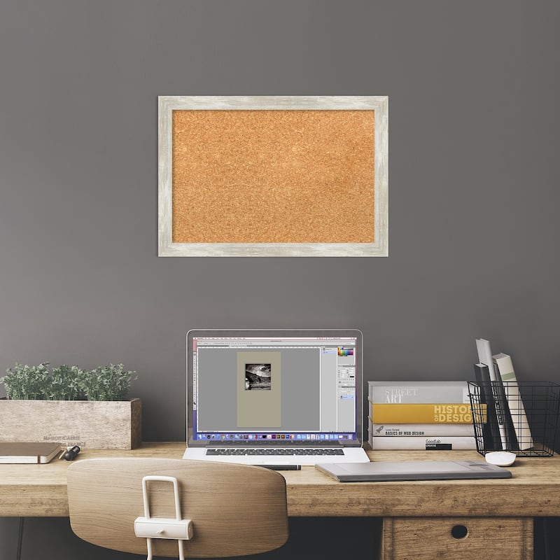 Crackled Metallic Narrow Narrow Framed Cork Bulletin Memo Board