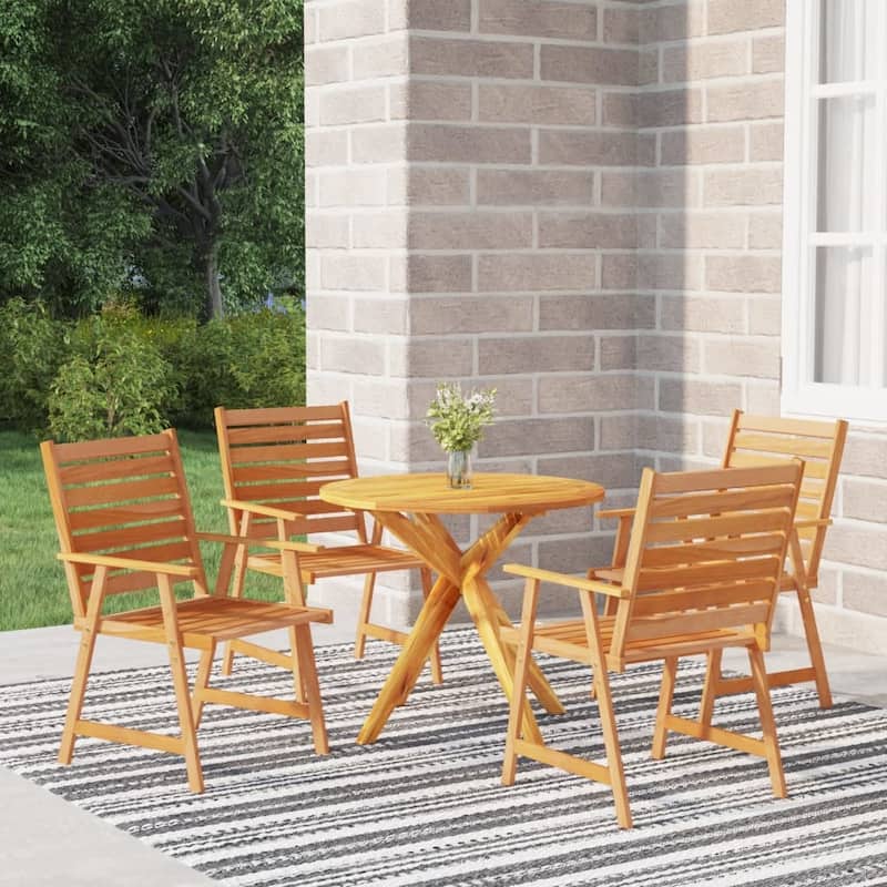 vidaXL Bistro Set Patio Table and Chairs Conversational Set Solid Acacia Wood - 27.6" x 27.6" x 24"