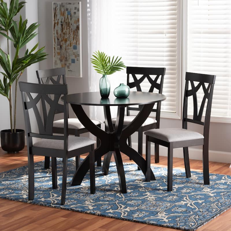 Rasa Modern and Contemporary 5-Piece Wood Dining Set-Grey/Dark Brown