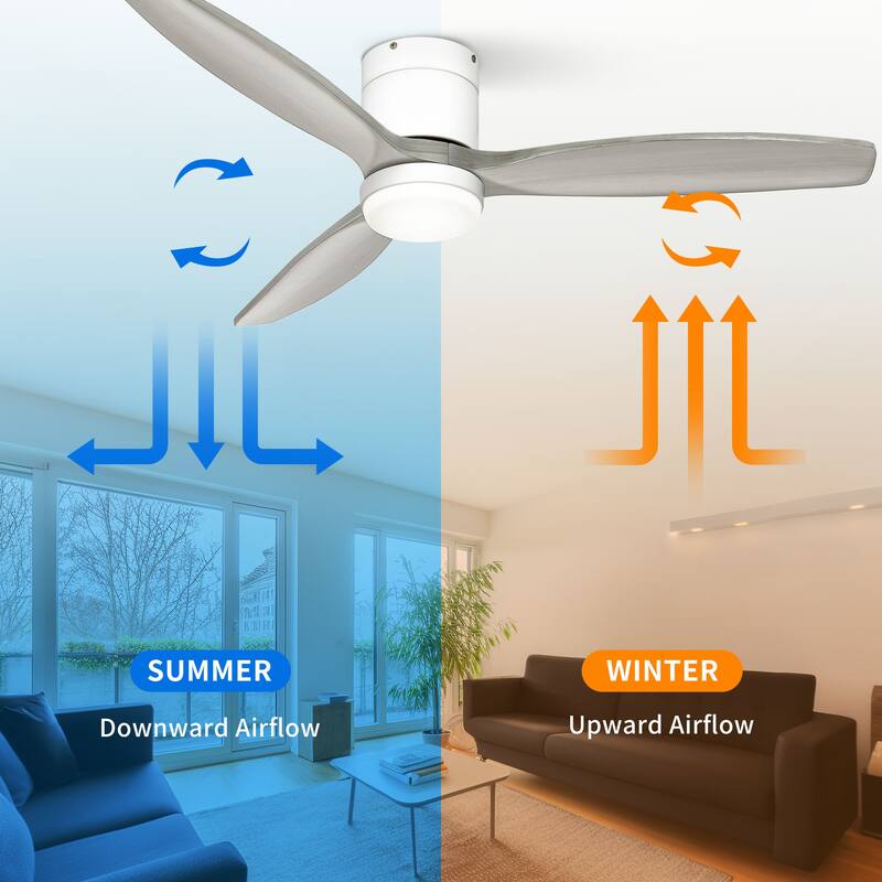 52 Inch Low Profile Ceiling Fan with Lights Remote and Wall Control