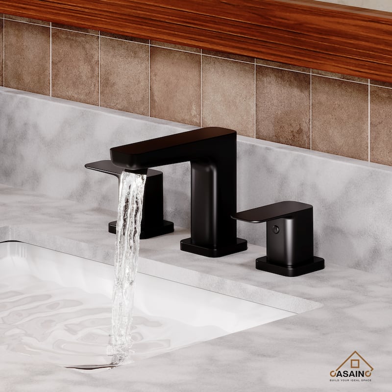 8 in. Widespread Double Handle Bathroom Sink Faucet - Black