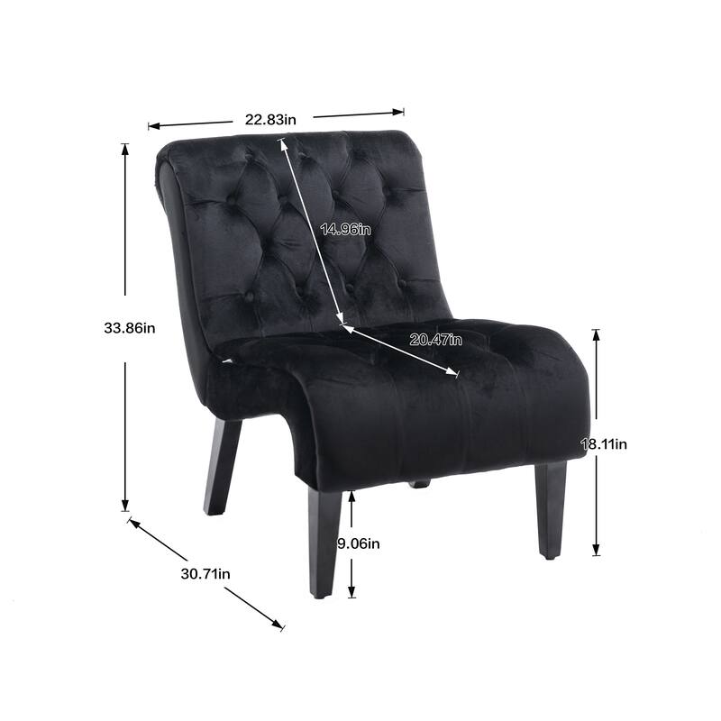 Velvet Upholstered Leisure Chair For Living Room With Wood Legs