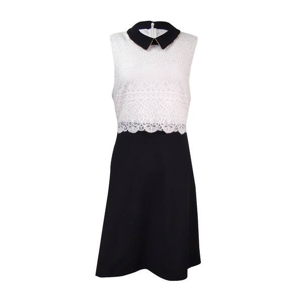 Shop Jessica Simpson Women S Collared Lace Popover Dress Black