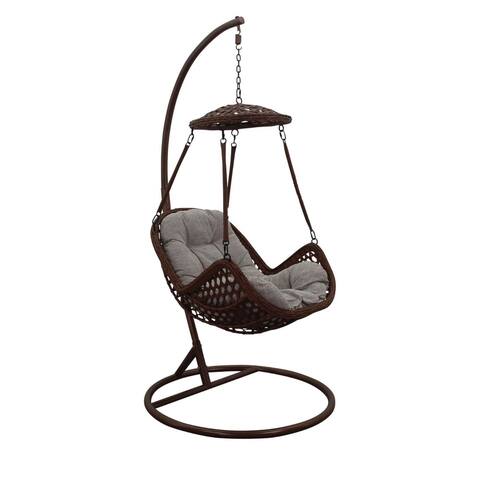 Courtyard Casual Princeton 2 Piece Aluminum Hanging Basket Chair and Stand Set