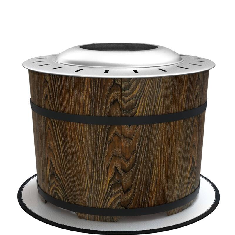 Smokeless Wood Burning Fire Pit with Fireproof Mat Outdoor Patio Heater Magnesium Oxide - 20.5" Dia. x 15.25" H - Brown