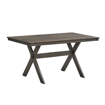 Rectangular Wooden Dining Table with X-Shape Leg in Gray