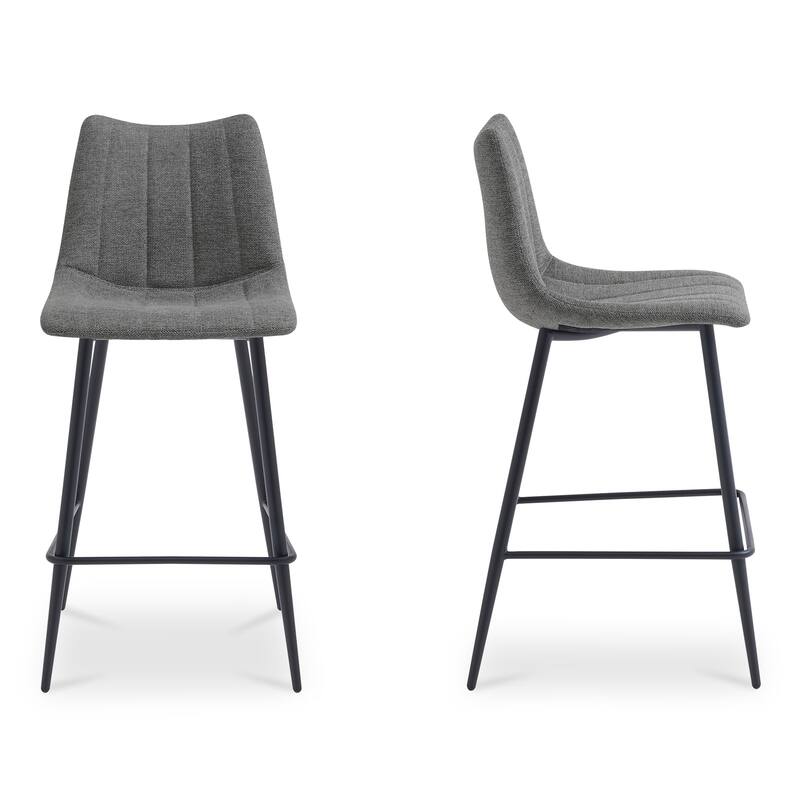 NADAAL STUDIOS Florian Counter Stool, Performance Upholstery and Steel Legs, Dark Grey - Set of 2