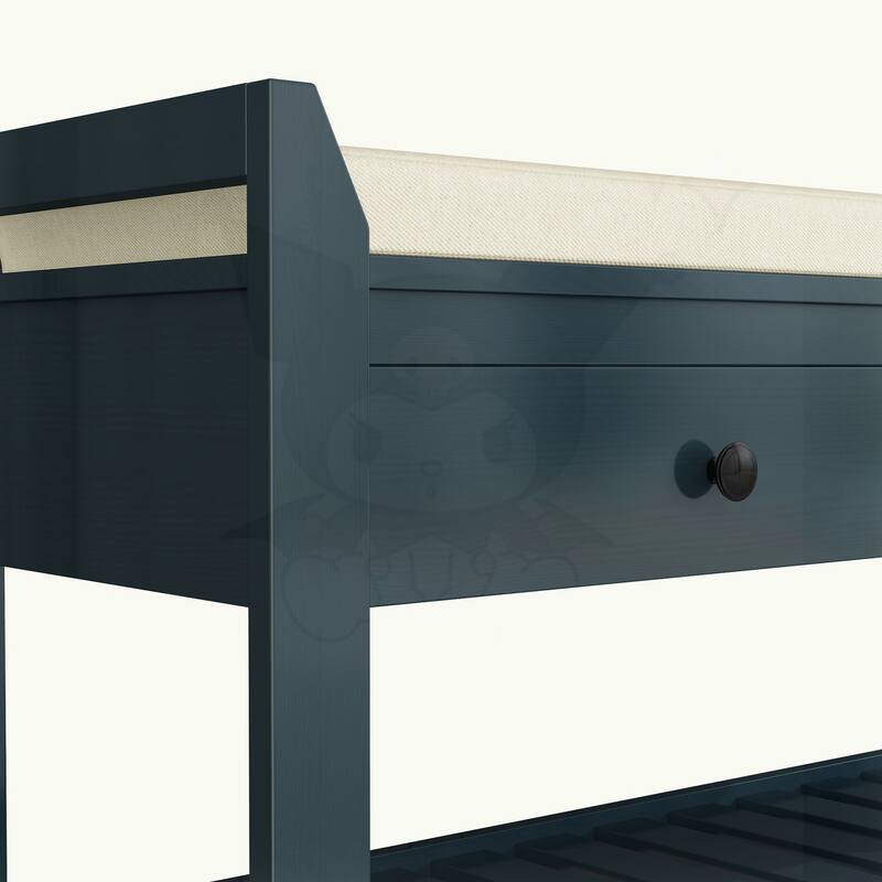 Shoe Rack with Cushioned Seat and Drawers