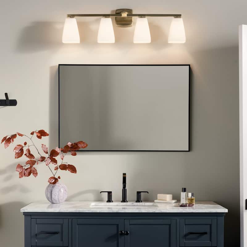 Kichler Lighting Marant 33.25" 4-Light Vanity Light with Opal Glass in Champagne Bronze