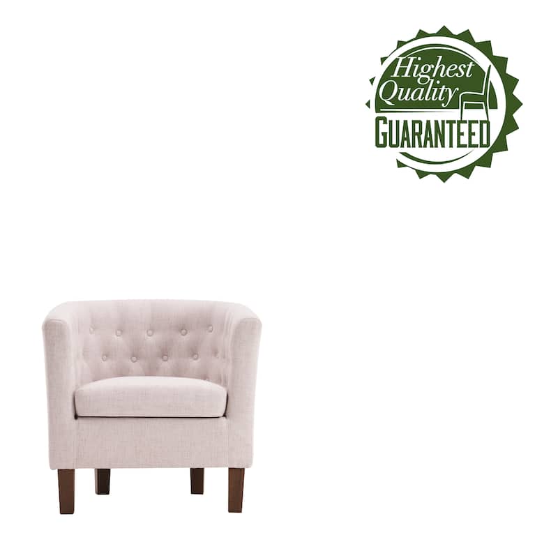 Porthos Home Kady Fabric Barrel Accent Chair with Rubberwood Legs