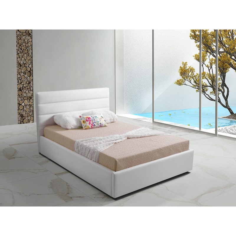 Luigi Full Storage Bed in White PU Leather - Full