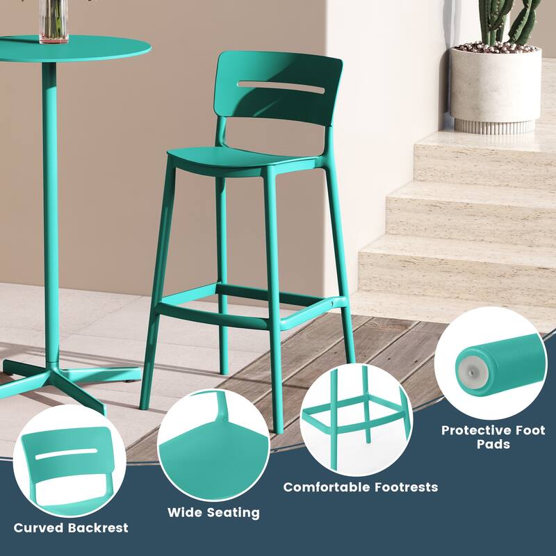 Frond and Form 29.5 Inch Outdoor Bar Stool (Set of 2)