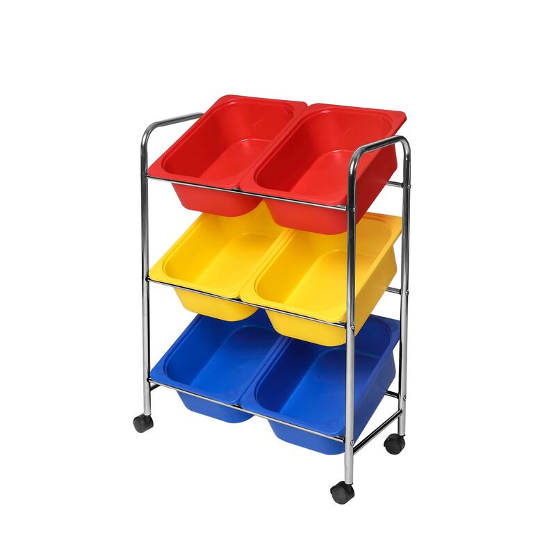 Seville Classics Multi-Use 6-Bin Organizer Cart, Multicolor - Multi-Color