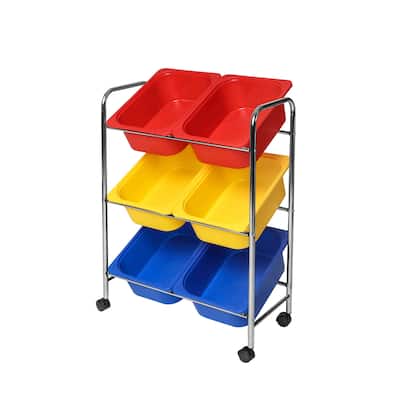 Seville Classics Multi-Use 6-Bin Organizer Cart, Multicolor