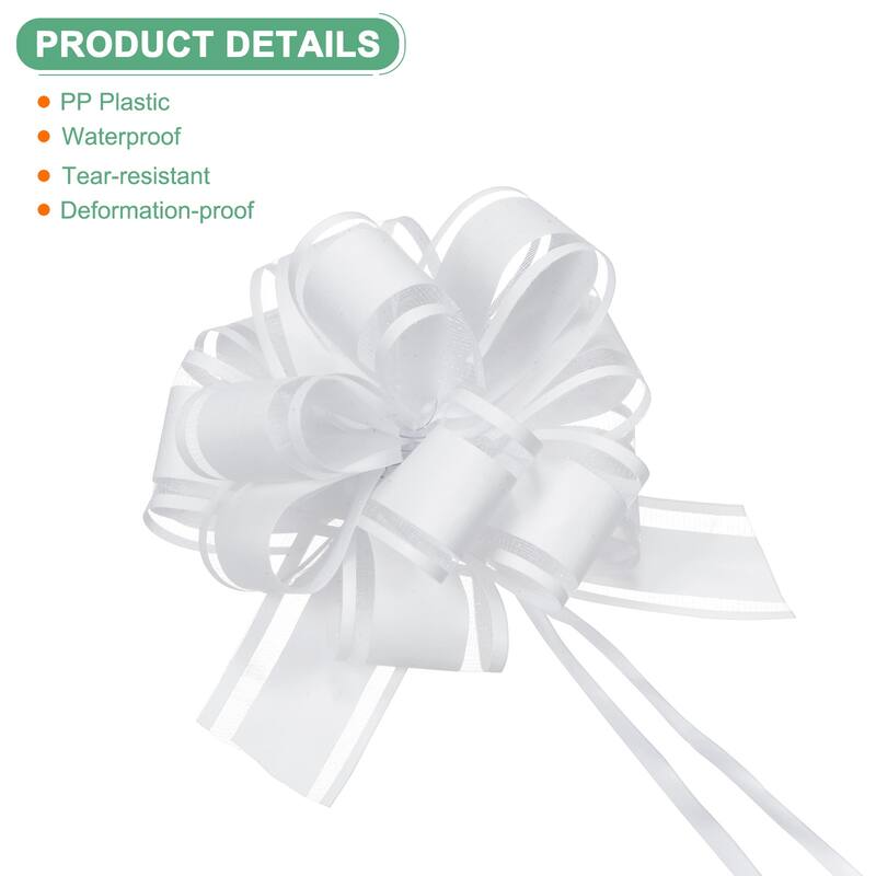10pcs Large Pull Bow 6 Inch Bows for Wedding Baskets Decorations - White