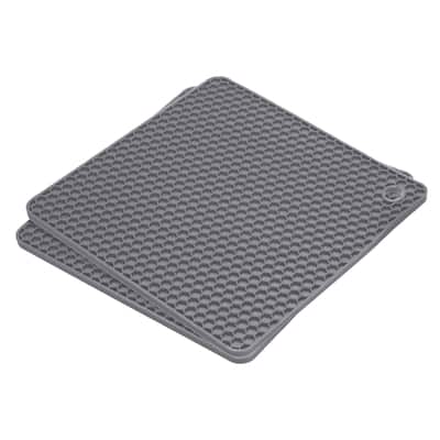 Silicone Trivet Mats 2pcs, Square Hot Pan Pads Hot Pot Holder -Deep Gray - Deep Gray