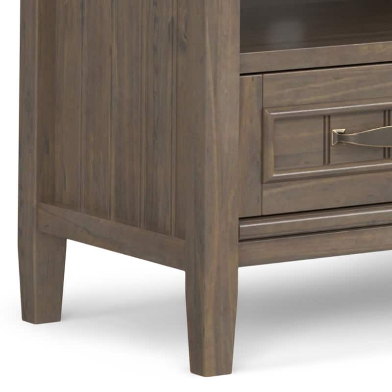 WYNDENHALL Rowan SOLID WOOD 50" Wide Contemporary TV Media Stand in Smoky Brown For TVs upto 55 inches - 16"d x 50" w x 20"h