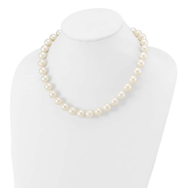 Curata 14k Yellow Gold Pearl clasp 11 12mm White Near Round Freshwater Cultured Pearl Bracelet 7.5 Inch