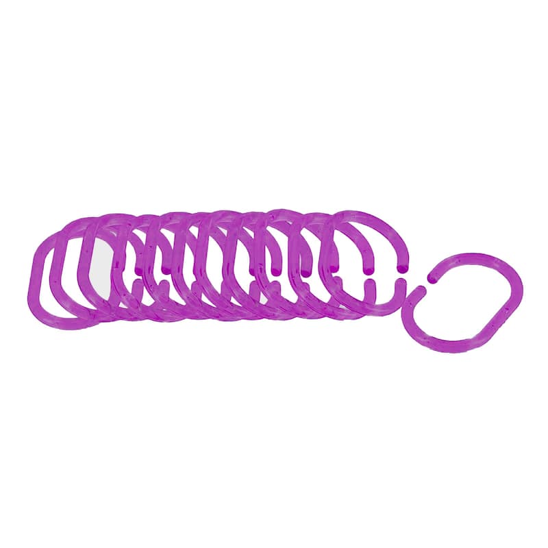 Evideco Shower Curtain Rings Plastic Hooks (Set of 12)